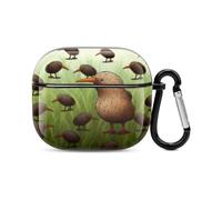 Kiwi Bird Cute Bluetooth Earbuds Case Cover Full Body Shockproof Protection Hard Case Support Wireless Charging with Keychain Personalized Gift for AirPods 3