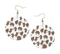 Kiwi Bird Cute Printed Leather Earring Set For Women, 1 Pair Lightweight Bohemian Pierced Earrings Jewelry Gift For Women Girls