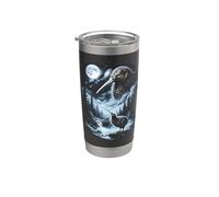 Kiwi Bird Howling at Moon 90's Retro Stainless Steel Insulated Tumbler