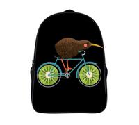 Kiwi Bird Riding 16 Inches Backpack Work Travel Laptop Bag Double Compartment Casual Daypack