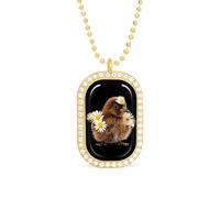 Kiwi Bird with Daisy Flowers Funny Pendant Necklace for Women Personalized Fashion Jewelry Diamond Necklaces for Wedding Birthday Gold Silver