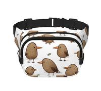 Kiwi Birds Cute Fanny Pack For Women Waterproof Adjustable Belt Bags Waist Pack Fashion Casual Crossbody Bags Bum Bag For Running Workout Hiking Traveling, Black, One Size
