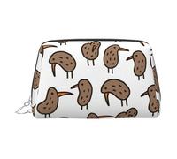 Kiwi Birds Cute Leather Toiletry Organizer Bag, Travel-Friendly Makeup Pouch for Women