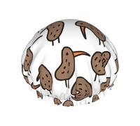 Kiwi Birds Cute Print Bath Hair Cap Double Layer Shower Cap For Women And Men Reusable Lightweight Soft