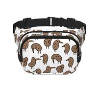 Kiwi Birds Cute Print Unisex Square Double Layer Waist Bag Crossbody Fanny Pack Travel Workout Accessory, Black, One Size