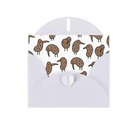 Kiwi Birds Cute Printing Horizontal Love Buckle Pearl Paper Holiday Greeting Card With Envelopes For Friends, Family