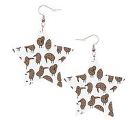 Kiwi Birds Cute Statement Earrings for Women, Star Drop Earrings, Elegant Dangle Jewelry for Formal Gatherings