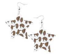 Kiwi Birds Cute Statement Earrings for Women, Star Drop Earrings, Elegant Dangle Jewelry for Formal Gatherings