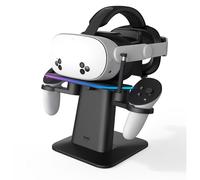 KIWI design Charging Dock for Meta Oculus Quest 3S/Quest 3/Quest 2/Quest Pro Accessories, Meta Officially Co-Branded, RGB Vertical Charging Stand and Controller Holder