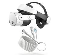 KIWI design H4 Halo Head Strap and 5M Charging Link Cable Bundle for Meta Quest 3S / Quest 3, Official "Made for Meta" Zero Facial Pressure