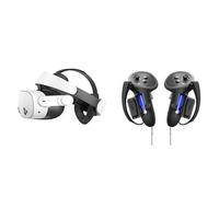 KIWI design H4 Halo Head Strap and Upgraded Controller Grips Bundle for Meta Quest 3S / Quest 3, Official "Made for Meta" Zero Facial Pressure & Battery Opening Grip Kit