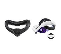 KIWI design Upgraded Elite Strap and Comfort Facial Interface Bundle for Meta Quest 2 Accessories, Enhanced Ergonomic Support and Breathable Face Pad Cushion Set