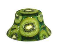 Kiwi Fruit Printed Double-Sided Fisherman hat, Unisex Outdoor Mountaineering Sun hat, Foldable Travel Beach Fishing Sun hat Black