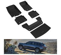 KIWI MASTER Floor Mats & Cargo Liner Compatible with 2021-2024 Jeep Grand Cherokee L Accessories All Weather Custom Fit Front Rear 2-Row Liners Replace OEM #82216152AC 82216149AC