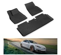 KIWI MASTER Floor Mats Compatible for 2012-2021 Tesla Model S Accessories All Weather Protector Mat Front & Rear 2 Row Seat TPE Slush Liner Black