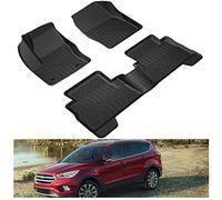 KIWI MASTER Floor Mats Compatible for 2013-2019 Ford Escape/Ford C-Max Accessories All Weather Mat Liners Front Rear 2 Row Seat TPE Slush Liner Black