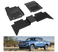 KIWI MASTER Floor Mats Compatible for 2016-2017 Toyota Tacoma Accessories Double Cab Crew Cab All Weather Mat Liners Front Rear 2 Row Seat TPE Slush Liner Black