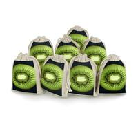 Kiwi Slice Bunches Pocket Cotton And Hemp with Drawstring 8 Pieces Reusable Gift Bags Jewelry Pouch for Wedding DIY Craft Party (4.9 X 6.7 Inch)