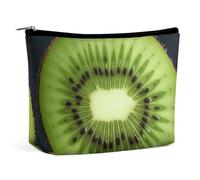 Kiwi Slice Makeup Bag, Portable PU Leather Cosmetic Bag with Zipper Pouch, Waterproof Travel Toiletry Bag for Women Men