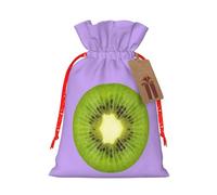Kiwi Slice Print Christmas Drawstring Gift Bags Holiday Party Xmas Birthday Favors Present Sacks