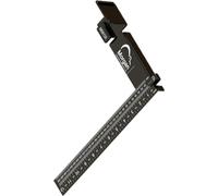 Kiwi Vision® Morgan Square 8x12 (Black Aluminum) Carpenters Square, Compatible with Most Tape Measures, Single Motion Layout Measuring and Marking, Centerline Mark, Framing Tool, L Square, Ruler