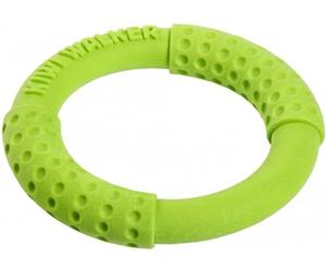 KIWI WALKER Let's Play! Ring Fetch Toy for Dogs - TPR Foam, Soft on Teeth & Gums - Floats in Water, Ideal for Small Dogs, Interactive Outdoor & Water Play Toy - 17cm, Green