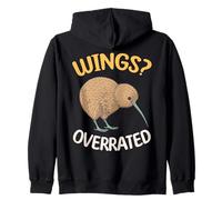 Kiwi Wings Overrated Flightless Bird Humor Zip Hoodie