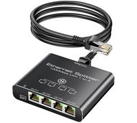 KiWiBiRD 4 Port Ethernet Splitter 1 to 4, Gigabit Ethernet Switch 4 Port 1000Mbps RJ45 Network Switch 4 Port for Cat 8 7 6 5 5e, Compatible with Modem Router PC Laptop TV Box