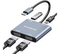 KiWiBiRD Dual HDMI Adapter for 2 Monitors HDMI Splittter Extended Display USB C to Dual HDMI Adapter for 2 Monitors 4K PD 100W 2160p 1440p 1080p HDCP Compatible with Laptop Projector Monitor TV PC
