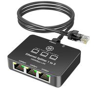 KiWiBiRD Ethernet Splitter 1 to 3, RJ45 Lan 1000Mbps Internet Gigabit Network Switch 3 Port Adapter for Cat 8 7 6 5e 5 Cable, Compatible with Router Gaming PC Laptop PS5 PS4 Xbox TV Box