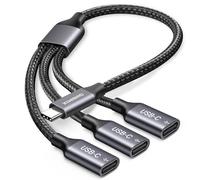 KiwiBird USB C Splitter 3 Port for Data Transfer, USBC Splitter for Charging, Male to Multi Type C Female Adapter Cable Compatible with PC, Laptop, Mac, Flash Drive, Keyboard, Mouse, Printer