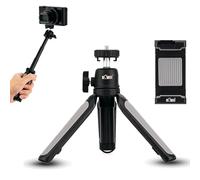 KIWIFOTOS 2IN1 Telescopic Handgrip & Mini Tripod Stand with Smart Phone Clip, Camera/Phone Hand Grip Handheld Selfie Stick for Compact Cameras, DSLR, Phone, Gopro, Osmo Action Sports Cameras