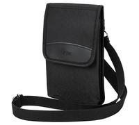 KIWIFOTOS Cell Phone Holster, Cross Body Passport Holder for Travel, Mobile Phones Belt Pouch, Phone Holder Bag with Shoulder Strap, Carrying Case for Men (Black)