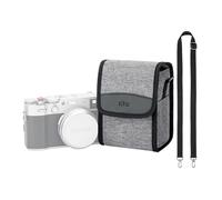 KIWIFOTOS Compact Digital Camera Case Travel Pouch Bag Cross-Body Holster for Fuji XE5 + 23mm Lens, X100VI X100V X100 with Lens Hood, Alpha A6700 A6600 with 16-50mm Lens (Inner Size:15 x 9 x 9cm) Gray