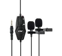 KIWIFOTOS Dual-Head Lavalier Microphone, Professional Clip-on Lapel Mic Omnidirectional Condenser Lavalier Microphone with 7M Cord for Camera/Smartphone Recording Interview Video Vlog Podcast