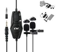 KIWIFOTOS Dual-Head Omnidirectional Lavalier Microphone 3.5mm for Sony ZV-1 ZV-E10 RX100VII A7 A7C A7S A7R G7XIII M50 M6 R RP R5 R6 Z50 Z5 Z6 Z7 Panasonic GH6 G85 G95 G100 G7 G9
