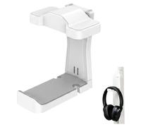 KIWIFOTOS Headphone Holder, Headphone Stand with Swivel Arms on Both Ends, A Hook for Hanging Headphones with Cable Organizer, Adhesive Gaming Headset Hanger Under Desk with Silicone Pad