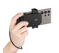 KIWIFOTOS Smartphone Camera Grip Holder Upgrade Large Grip for Giant Hand, Detachable Bluetooth Remote, Selfie Vlog Video Filming Recording fits Cell Phone Width 59-85mm (Black)