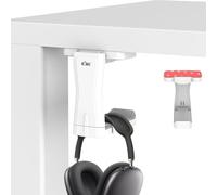 KIWIFOTOS Swivels Adhesive Headset Hanger, Adjustable Desktop Earphone Holder Hook Mount Fits Wired & Wireless Bloothtooth Headphones Headset Mount Hanger for PC Gaming Xbox - White
