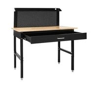 KiwiHood Adjustable Height Workbench Heavy Duty 900KG Capacity Oak Top Work Table 48x24in Craft Table with Storage Drawer & Pegboards for Garage, Workshops, Gardens, and DIY Projects
