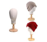 KiwiHood Modern Wig Head Stand with Wooden Base, Realistic Mannequin Head for Displaying Wigs, Hats, Glasses & Accessories - Professional Mannequin Head for Salon, Boutique, Home Decor (Beige)