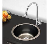 KiwiHood Round Stainless Steel Sink 36x36x18cm Modern Minimalist Style Kitchen and Bathroom Wash Basin Large Capacity Nano-Coating Rustproof Single Basin for Home Cafes Restaurants