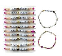 KIWILEPI Bachelorette Party Favors, 12pcs Beaded Bracelets for Team Bride Crew, Cute Bridesmaid Proposal Gift Bridal Shower Accessories Wedding Friendship Bracelet