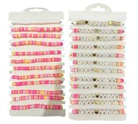 KIWILEPI Bridal Shower Favors Bracelets for Team Bride, 11pcs Beaded Clay Handmade Bracelet Bachelorette Party Accessories Bridesmaids Proposal Box Gifts Summer Beach Wedding Supplies