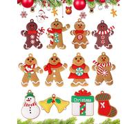 Kiwinvou 12Pcs Gingerbread Christmas Ornaments, Assorted Gingerbread Christmas Tree Decorations Hanging Ornaments Ginger Man with Strings Figurine