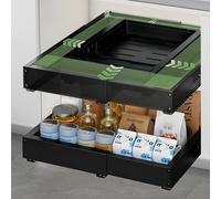 KiwiPower Telescopic Drawer Adjustable 29-48 cm Width & 41.5-55 cm Depth - Extendable Drawer Kitchen, Cupboard Organiser & Kitchen Cabinet Organiser Extendable Sturdy (1, Black)