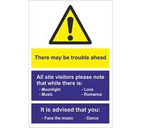 Kiwistar - Alu-Dibond - Sign - 20x15cm - There May Be Trouble Ahead Sign - Warning - Notice - Sticker - Safety - School - Home - Office