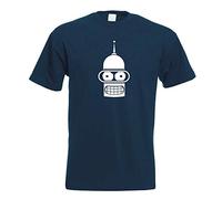 Kiwistar - Bender - Robotic Head - Robothead T-Shirt in 15 Men's Funshirt Printed Design Fun Motive Top Cotton S M L XL XXL Navy