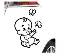 Kiwistar - Car Sticker Baby on Board - Black - Baby Butterflies - Without Desired Text 24cm - Decal for Bicycle Vehicle Truck SUV