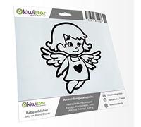 Kiwistar - Car Sticker Baby on Board - Black - Little Angel Girl - Without Desired Text 30cm - Decal for Bicycle Vehicle Truck SUV